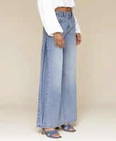 Avec Les Filles Women's High-Rise Adjustable-Hem Wide-Leg Pants