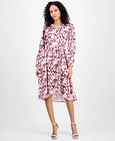 Boss Orange Women's Printed Long-Sleeve Fit & Flare Dress