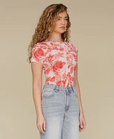 Avec Les Filles Women's Floral-Print Fitted T-Shirt