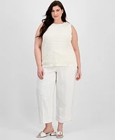 Anne Klein Plus Pucker-Wave Knit Sleeveless Top
