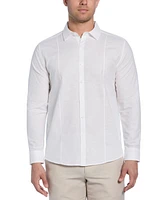 Cubavera Men's Big & Tall Linen Blend Tuck Panel Long Sleeve Button-Down Shirt