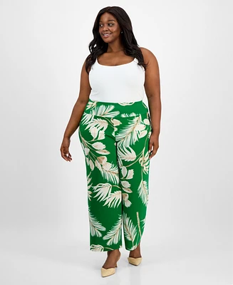 Anne Klein Plus Pull-On High-Rise Palazzo Pants