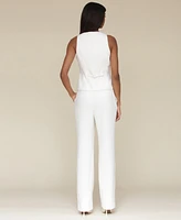 Avec Les Filles Women's Side-Button Full-Length Trousers