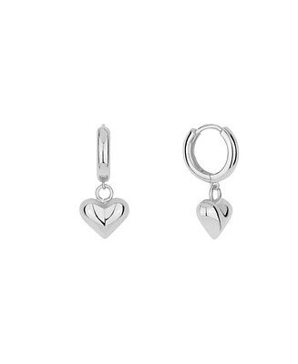 and Now This Silver Gold Heart Drop Hoop Earrings