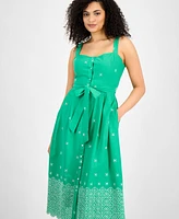julia jordan Women's Cotton Eyelet Midi Dress