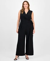 Anne Klein Plus Sleeveless Tie-Waist Jumpsuit
