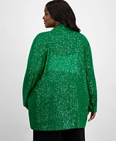Anne Klein Plus Open-Front Sequin Cardigan