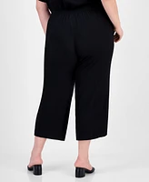 Ak Anne Klein Plus High-Rise Cropped Pull-On Pants
