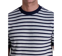 Karl Lagerfeld Paris Men's Slim Fit Short Sleeve Crewneck Striped T-Shirt