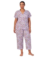 Lauren Ralph Plus Short-Sleeve Cropped Pajama Set
