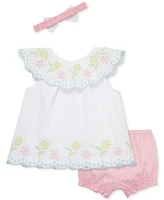 Little Me Baby Girls 3-Pc. Cotton Eyelet Tunic, Shorts & Headband Set