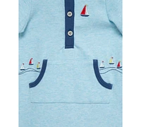 Little Me Baby Boys Breezy Cotton Hooded Romper