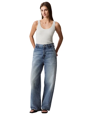 Calvin Klein Jeans Women's High Rise Barrel-Leg Rigid
