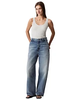 Calvin Klein Jeans Women's High Rise Barrel-Leg Rigid
