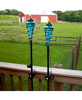 Glass Patio Torch with Metal Swirl -25- to 66-Inch Adjustable Height -Set of 2 - Red