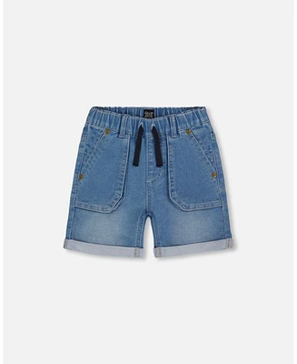 Deux par Toddler Boys French Terry Denim Short Blue - Toddler|Child