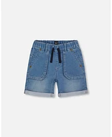 Deux par Toddler Boys French Terry Denim Short Blue - Toddler|Child