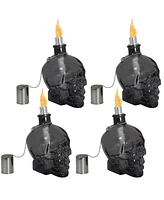 Grinning Skull Glass Tabletop Torches