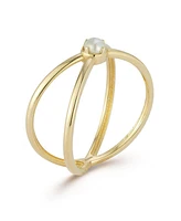 Rachel Zoe Fine Jewelry 14K Gold Pearl Criss Cross Ring