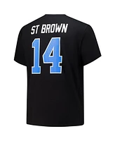 Fanatics Men's Black Amon-Ra St. Brown Detroit Lions Big Tall Player Name Number T-Shirt