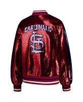 The Wild Collective Women's Red St. Louis Cardinals Sequin Full-Zip Bomber Jacket