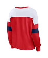 Fanatics Women's Red Washington Capitals Take the Shot Long Sleeve Lace-Up V-Neck T-Shirt