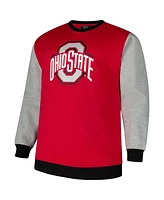 Fanatics Men's Scarlet Ohio State Buckeyes Contrast Sleeve Large Chest Big Tall Pullover Sweatshirt