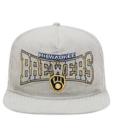 New Era Men's Gray Milwaukee Brewers Corduroy Golfer Snapback Hat