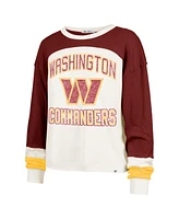 '47 Brand Women's Cream Washington Commanders Double Header Curve Raglan Long Sleeve Crop Top