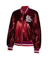 The Wild Collective Women's Red St. Louis Cardinals Sequin Full-Zip Bomber Jacket