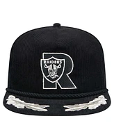 New Era Men's Black Las Vegas Raiders City Originals Corduroy Skipper Golfer Snapback Hat