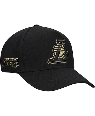 Pro Standard Men's Black Los Angeles Lakers Metallic Logo Pinch Front Adjustable Hat