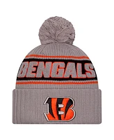 New Era Men's Gray Cincinnati Bengals 2024 Sideline Sport Cuffed Knit Hat with Pom