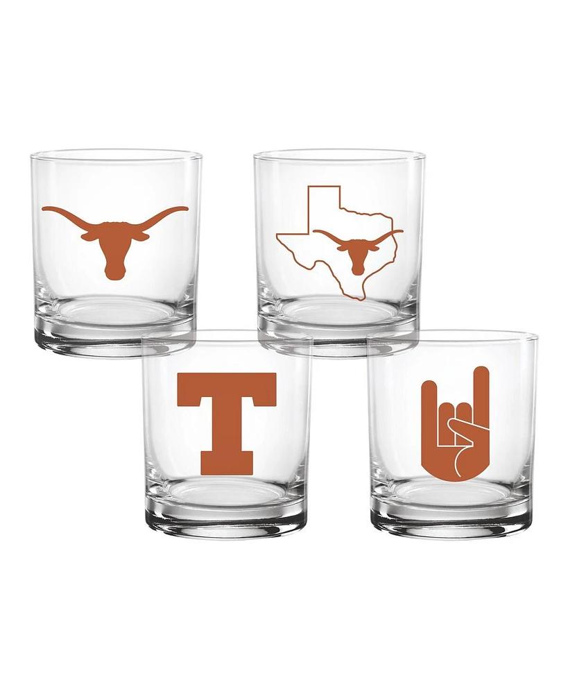 Indigo Falls Texas Longhorns 4-Pack Collector's 14oz. Rocks Glass Set