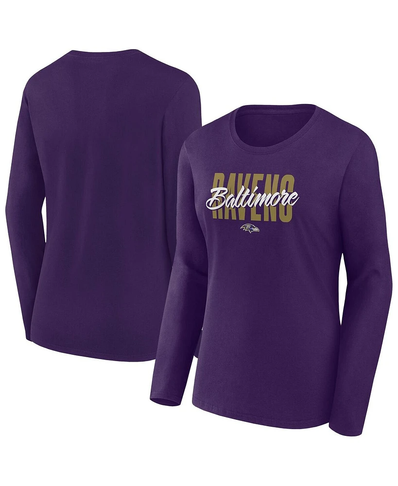 Fanatics Women's Purple Baltimore Ravens Long Sleeve Scoop Neck T-Shirt