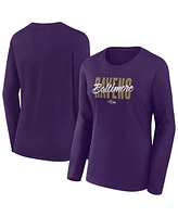 Fanatics Women's Purple Baltimore Ravens Long Sleeve Scoop Neck T-Shirt