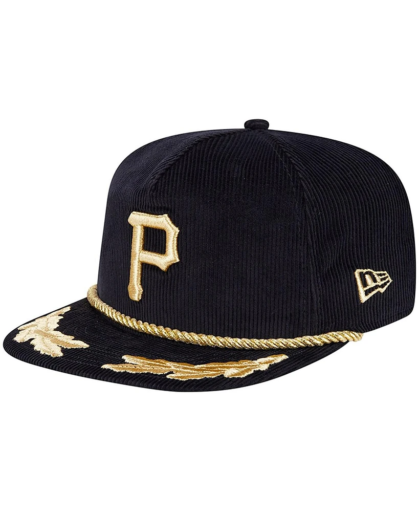 New Era Men's Black Pittsburgh Pirates Corduroy Filigree Golfer Adjustable Hat