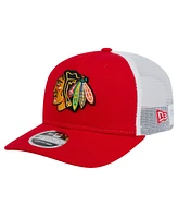 New Era Men's Red Chicago Blackhawks Core Trucker 9SEVENTY Stretch-Snap Hat