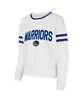 Concepts Sport Women's White Golden State Warriors Borough Pullover Sweatshirt