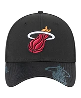 New Era Men's Black Miami Heat Sport Night 39THIRTY Flex Hat