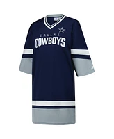 Starter Women's Navy Dallas Cowboys Slap Shot V-Neck 3/4 Sleeve Sneaker Dress