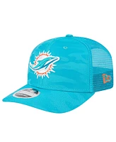 New Era Men's Aqua Miami Dolphins Adventure Camo Trucker 9SEVENTY Stretch-Snap Adjustable Hat