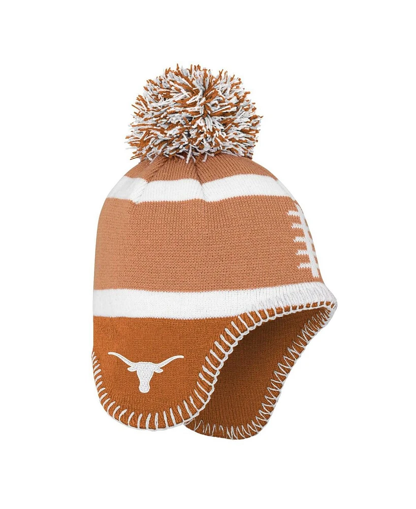 Fanatics Toddler Brown Texas Longhorns Football Head Knit Hat with Pom