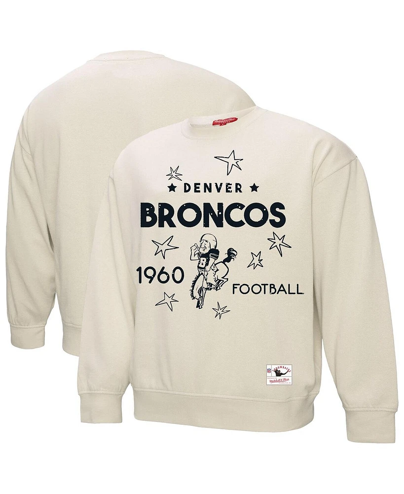 Mitchell & Ness Women's Cream Denver Broncos Shooting Stars Pullover Sweatshirt