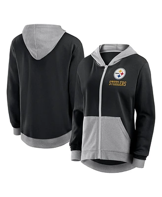 Fanatics Women's Black Pittsburgh Steelers Hit It Full-Zip Hoodie