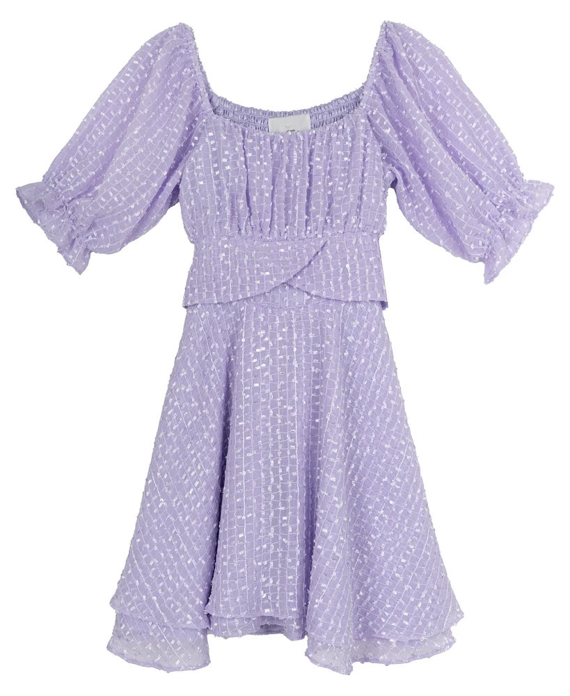 Rare Editions Big Girls Textured Chiffon Romper