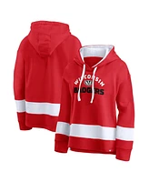 Fanatics Women's Heather Red Wisconsin Badgers Block Party Arched Pullover Hoodie