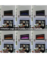 Modern Flame Wall-Mounted or Recessed Indoor Electric Fireplace with Led Lights