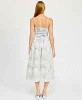 En Saison Women's Scarlet Printed Corset-Back Midi Dress