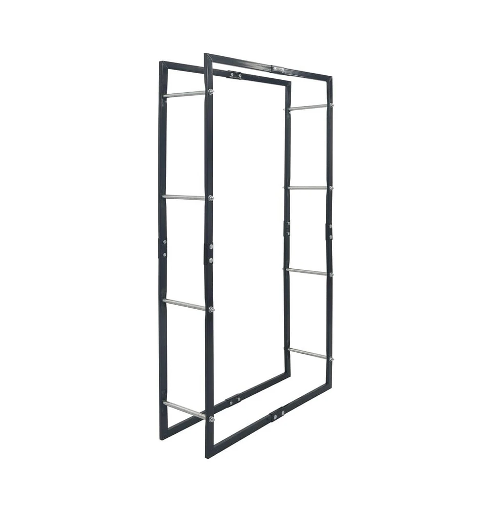 Firewood Rack Black 31.5"x9.8"x59.1" Steel